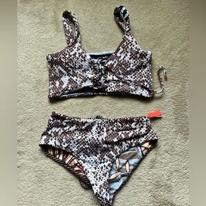 Maaji Women's Snake Print Reversible Bikini Set